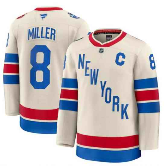 Men New York Rangers 8 J T  Miller Beige 2026 Winter Classic With C Patch Stitched Hockey Jersey