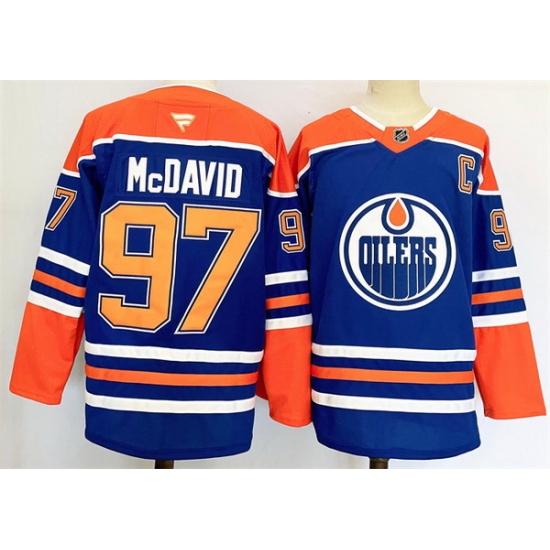 Men Edmonton Oilers 97 Connor McDavid Royal 2024 25 Stitched Jersey