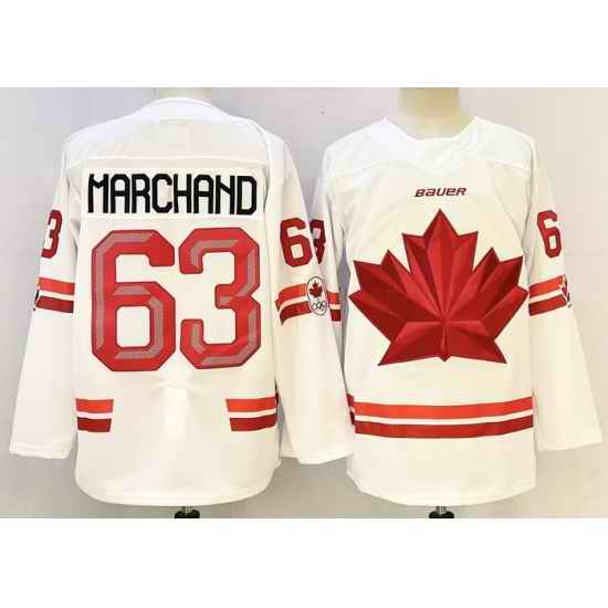 Men Canada Hockey #63 Brad Marchand White Stitched Jersey