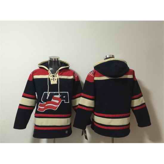 Men Team USA Black Ageless Must Have Lace Up Pullover Hoodie