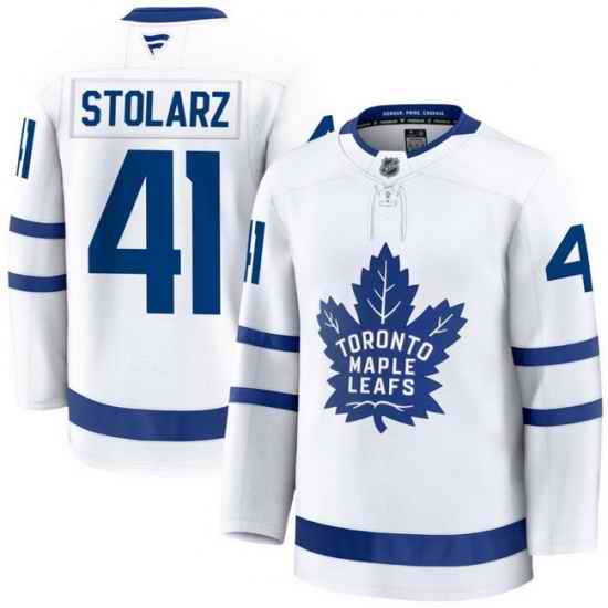 Men Toronto Maple Leafs Anthony Stolarz 41 Fanatics Away White Premium Stitched Hockey Jersey
