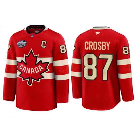 Men Canada 87 Sidney Crosby Red 2025 4 Nations Face Off Premium Stitched A Patch Jersey