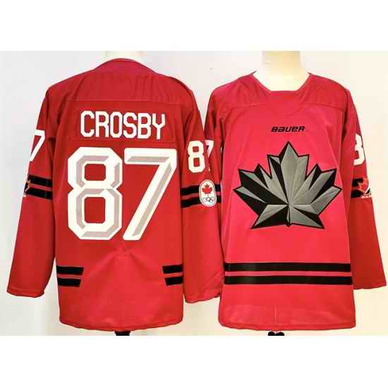 Men Canada Hockey 87 Sidney Crosby Red Stitched Jersey