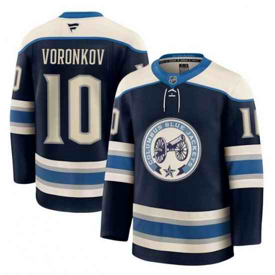 Men Columbus Blue Jackets 10 Dmitri Voronkov Navy 2024 25 Alternate Stitched Hockey Jersey