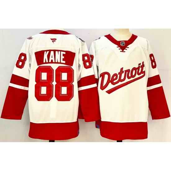 Men's Detroit Red Wings #88 Patrick Kane White 2024-25 Stitched Fanatics Jersey