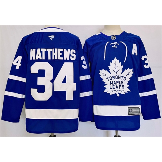 Men Toronto Maple Leafs 34 Auston Matthews Blue 2024 25 Stitched Jersey