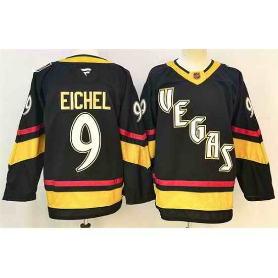 Men Vegas Golden Knights 9 Jack Eichel Black 2024 25 Stitched Hockey Jersey