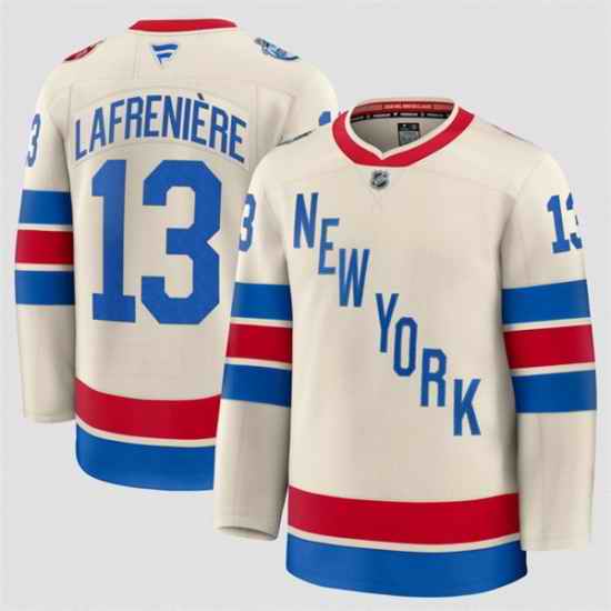 Men New York Rangers 13 Alexis Lafreniere Beige 2026 Winter Classic Stitched Hockey Jersey