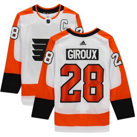 Men Adidas Philadelphia Flyers 28 Claude Giroux White With C Patch Home NHL Jersey
