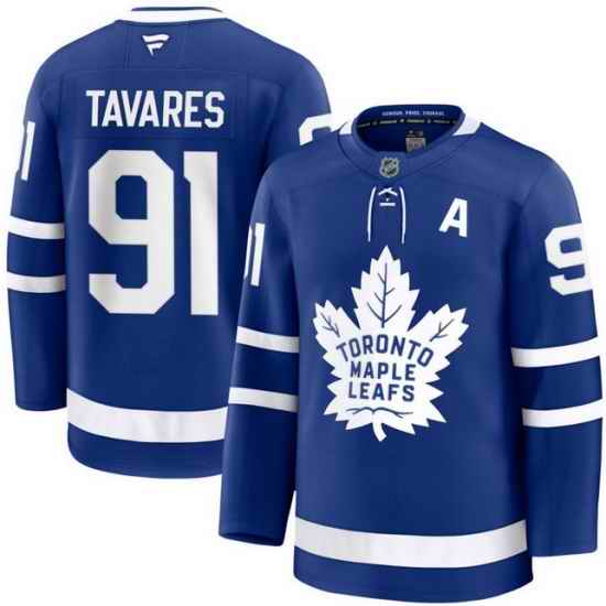 Men Toronto Maple Leafs John Tavares 91 Fanatics Home Blue Premium Stitched Hockey Jersey