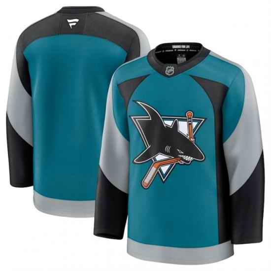 Men San Jose Sharks Blank Teal 2025 Alternate Stitched Hockey Jersey