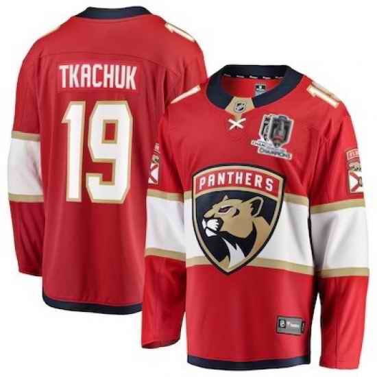 mens fanatics matthew tkachuk red florida panthers 2025 stanley cup champions breakaway jersey